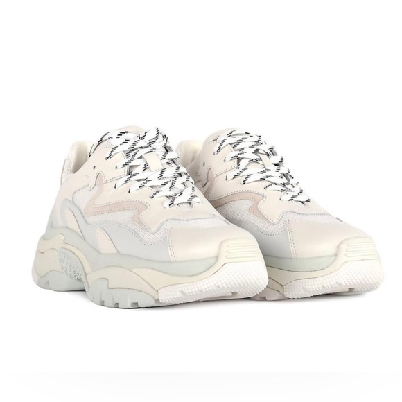 Ash ADDICT Sneakers Off-White Leather & Mesh Size 10, New Without Tags - Picture 2 of 9